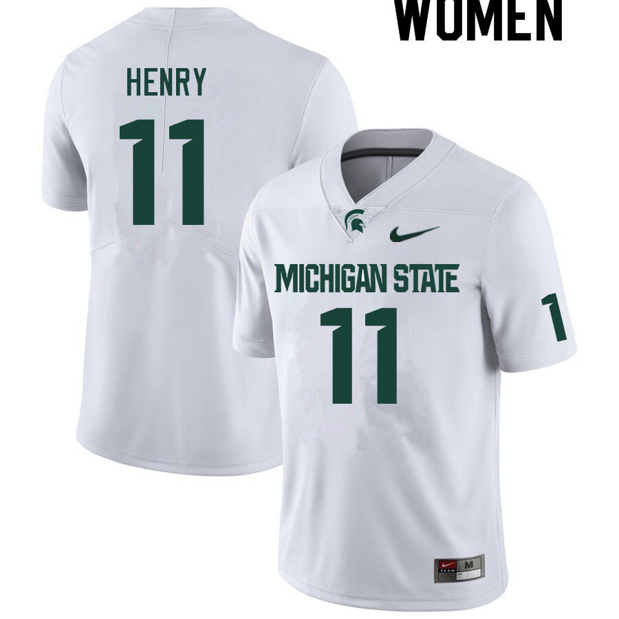 Women #11 Tyrell Henry Michigan State Spartans College Football Jerseys Sale-White